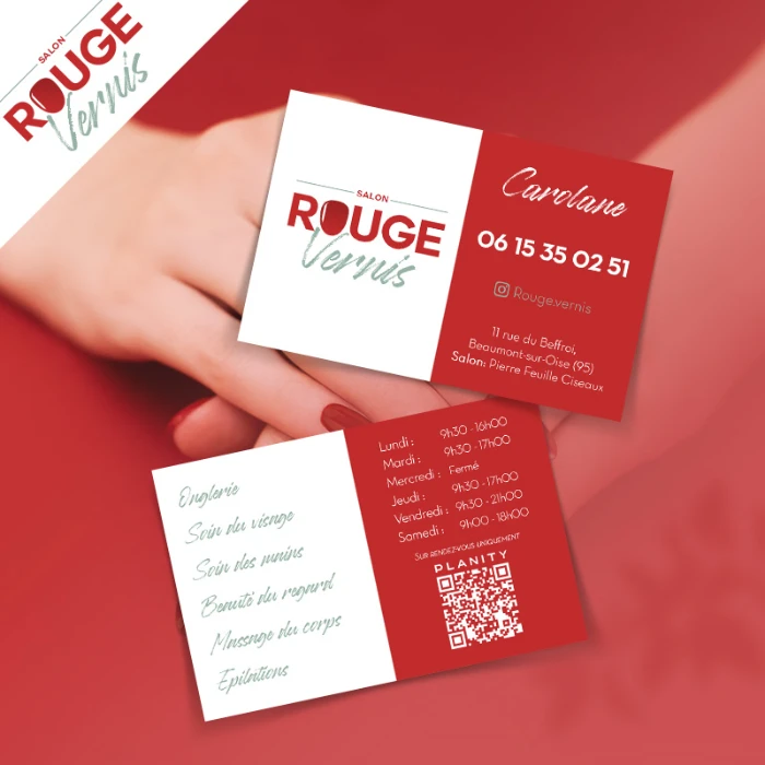 Création de cartes de visite professionnelles : Salon Rouge Vernis